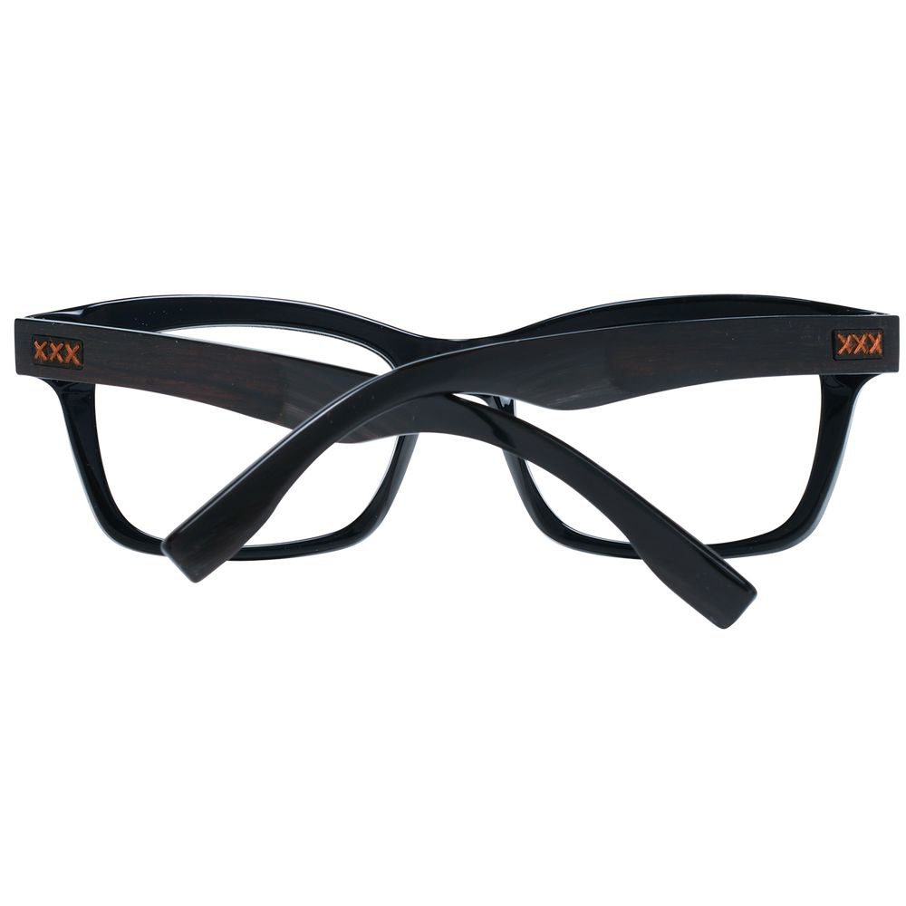 Eyeglasses Frames by Ermenegildo Zegna for men in plastic and black showcases a refined silhouette, detailed with a black coloured frame finish and a sophisticated full-frame frame design.