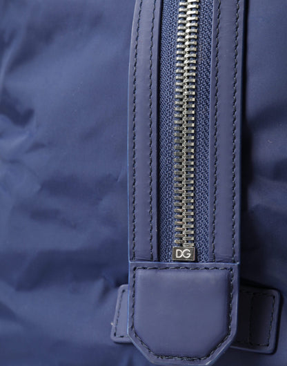 Dolce & Gabbana Calfskin Leather Nylon Travel Duffel Bag - Black Blue