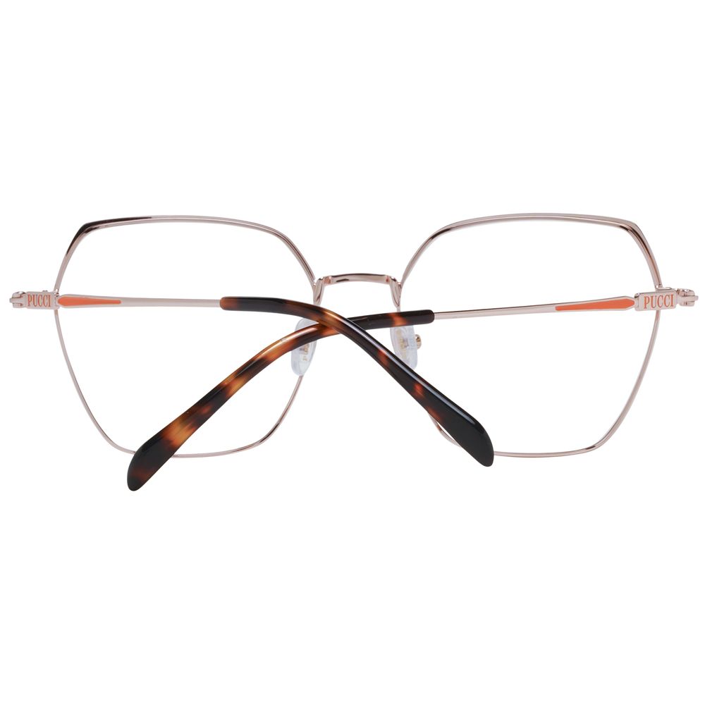 Eyeglasses Frames by Emilio Pucci for women in metal rose-gold features an refined silhouette, showcasing the refined rose-gold coloured frame and sophisticated full-frame frame design.