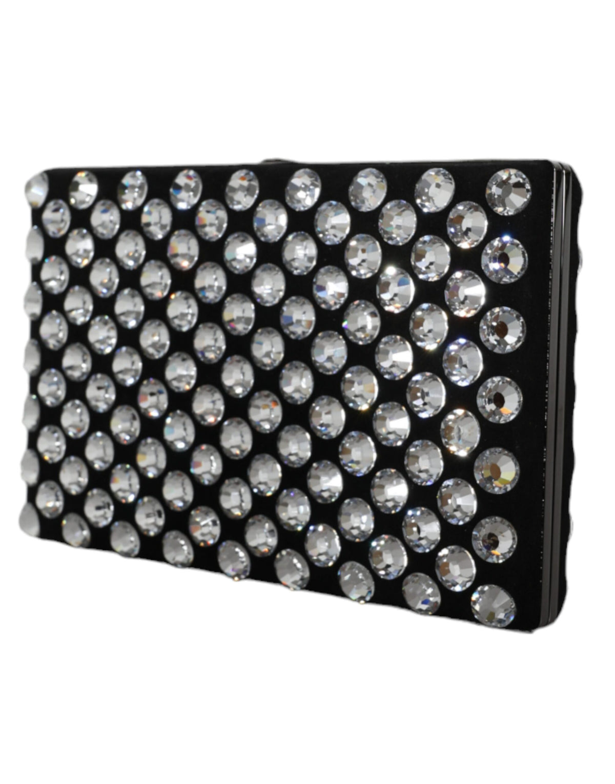 Dolce & Gabbana Goat Leather Aluminium Compact Evening Box Clutch Convertible Handbag - Black Silver