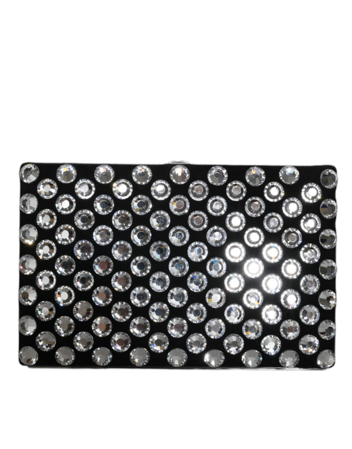 Dolce & Gabbana Goat Leather Aluminium Compact Evening Box Clutch Convertible Handbag - Black Silver