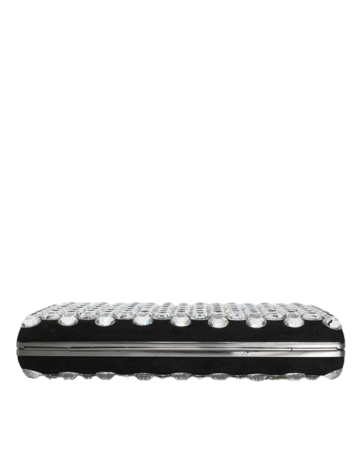Dolce & Gabbana Goat Leather Aluminium Compact Evening Box Clutch Convertible Handbag - Black Silver