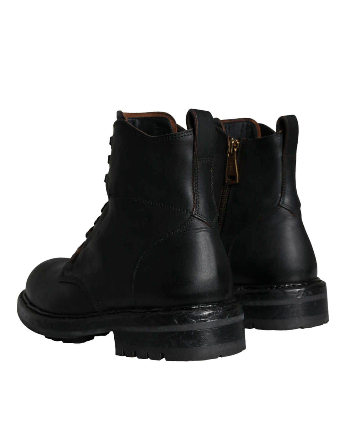 Dolce & Gabbana Men's Calf Leather & Rubber Lace-Up Mid-Calf Boots - Black