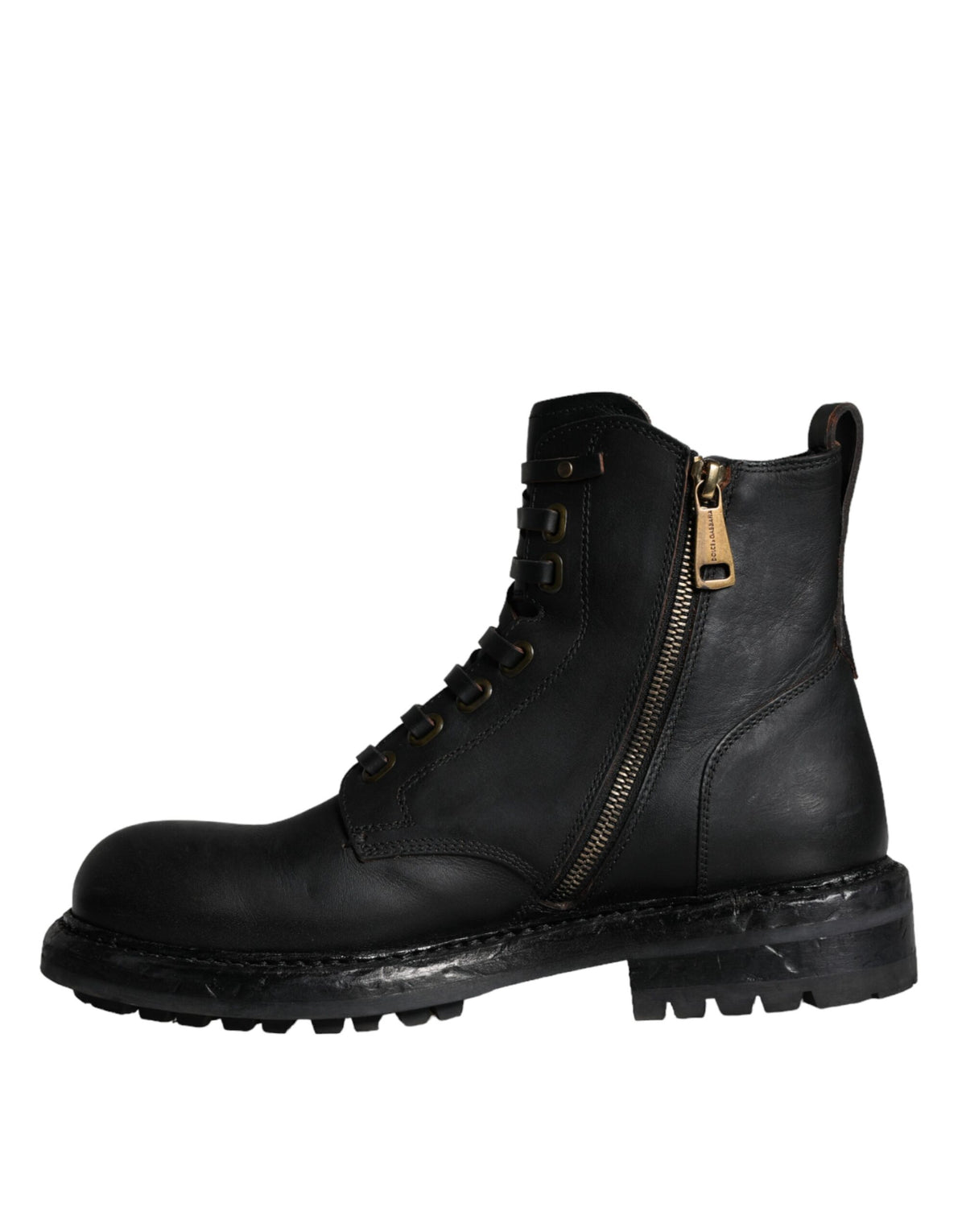 Dolce & Gabbana Men's Calf Leather & Rubber Lace-Up Mid-Calf Boots - Black