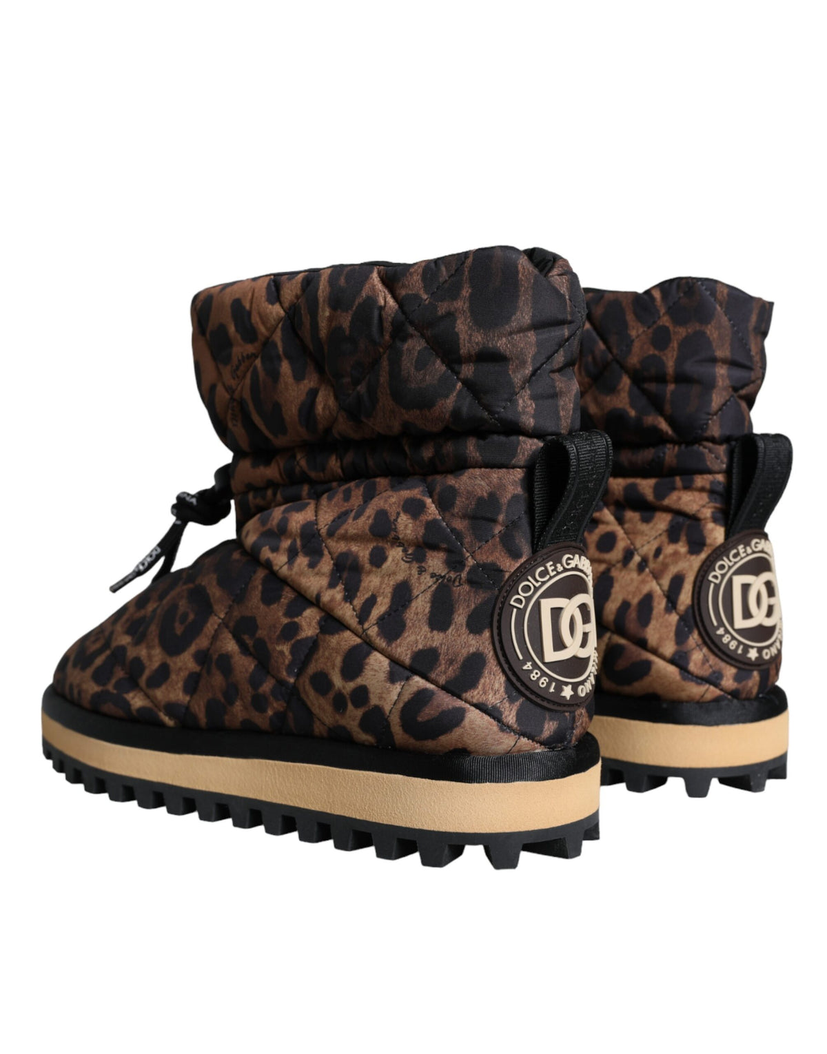 Dolce & Gabbana Men's Nylon & Rubber Ankle Boots - Brown Leopard Print Patterned