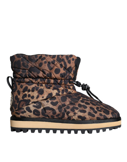 Dolce & Gabbana Men's Nylon & Rubber Ankle Boots - Brown Leopard Print Patterned