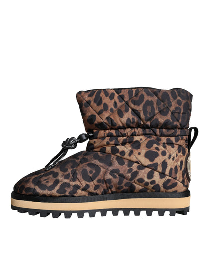 Dolce & Gabbana Men's Nylon & Rubber Ankle Boots - Brown Leopard Print Patterned