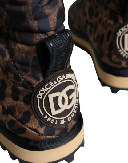 Dolce & Gabbana Men's Nylon & Rubber Ankle Boots - Brown Leopard Print Patterned