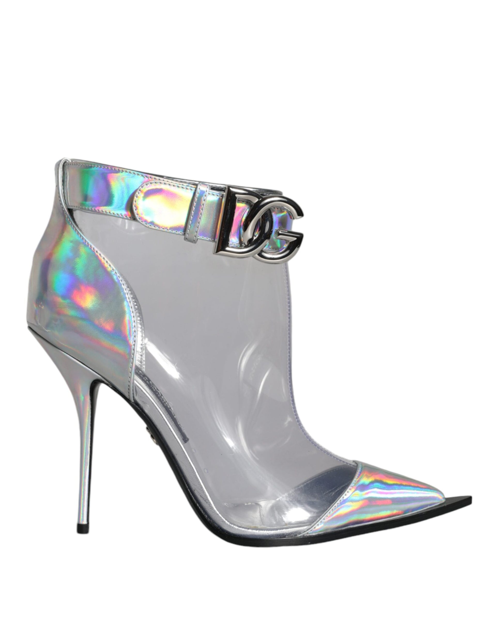 Silver Iridescent PVC Pointed Short Boots Shoes – Moon Behind The Hill