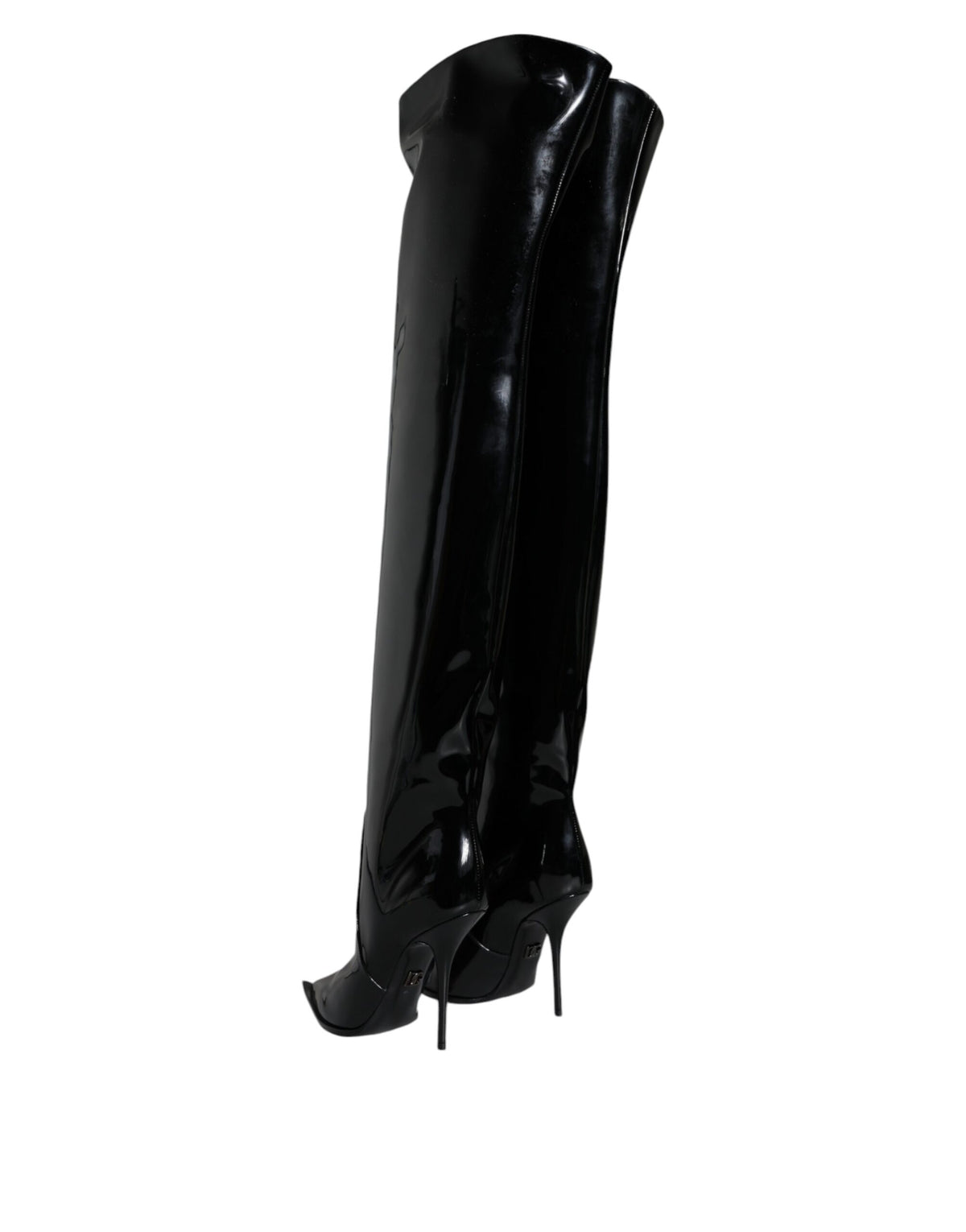 Dolce & Gabbana Women's Patent Calf Leather Cotton & Polyurethane High Knee-High Boots - Black