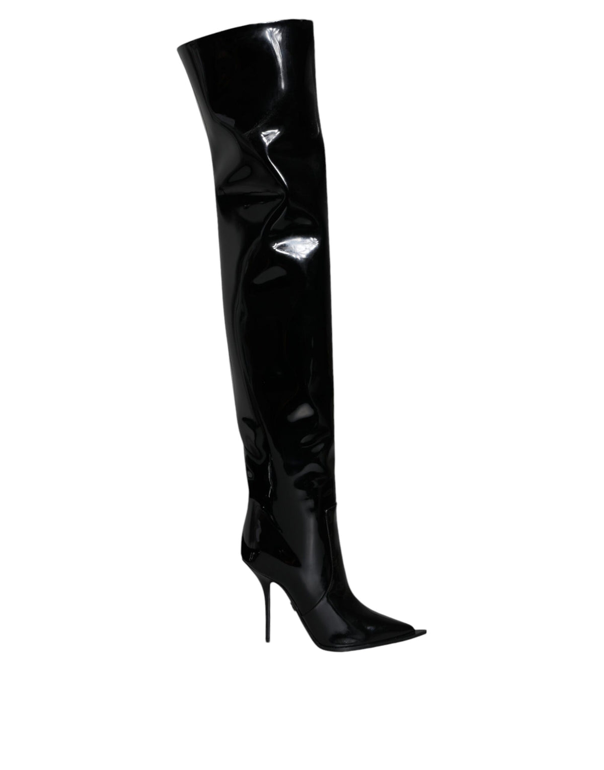 Dolce & Gabbana Women's Patent Calf Leather Cotton & Polyurethane High Knee-High Boots - Black