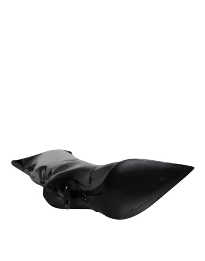 Dolce & Gabbana Women's Patent Calf Leather Cotton & Polyurethane High Knee-High Boots - Black