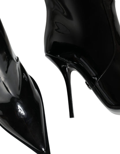 Dolce & Gabbana Women's Patent Calf Leather Cotton & Polyurethane High Knee-High Boots - Black