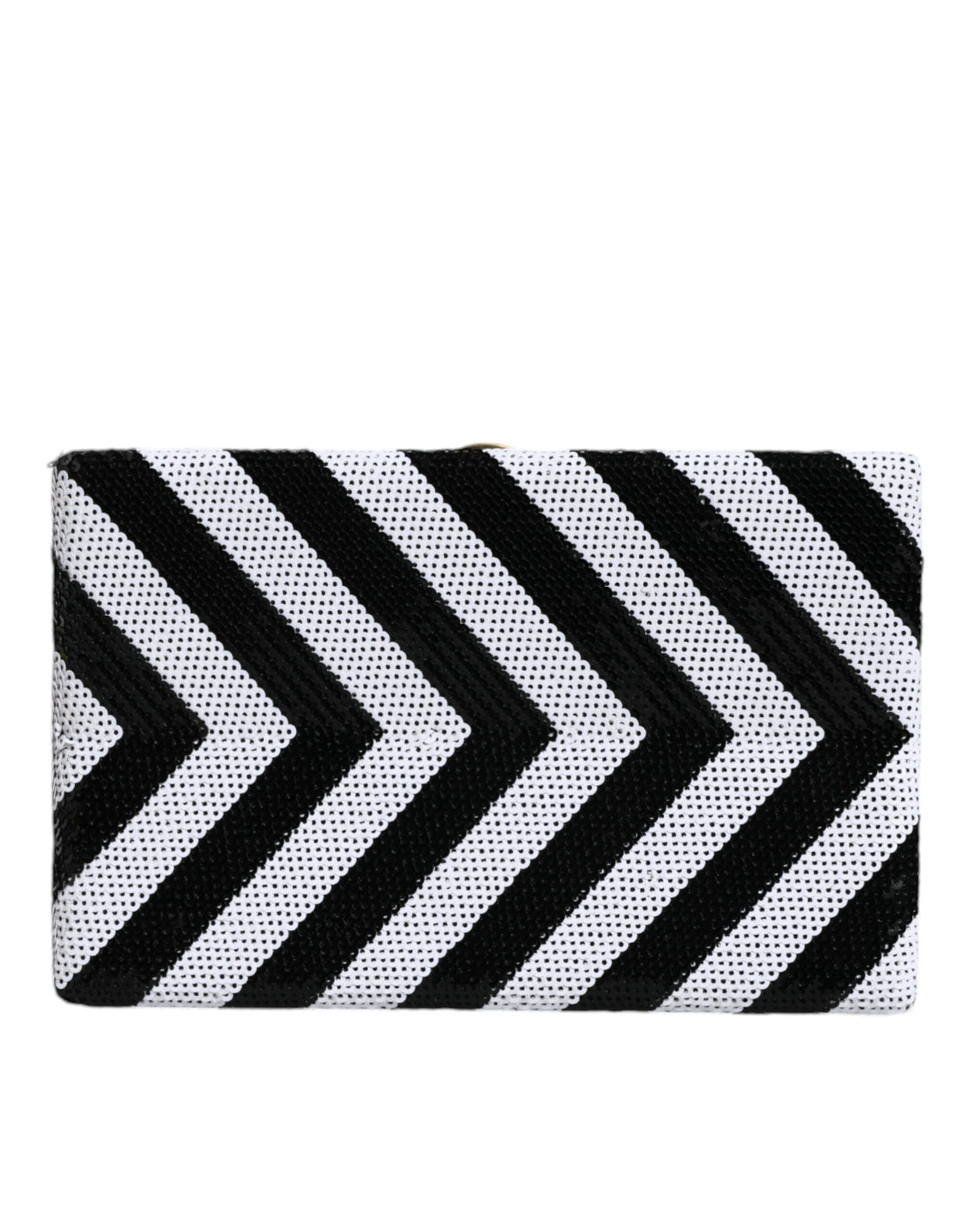 Dolce & Gabbana Goat Leather Aluminium Compact Evening Box Clutch Convertible Handbag - Black Gold White