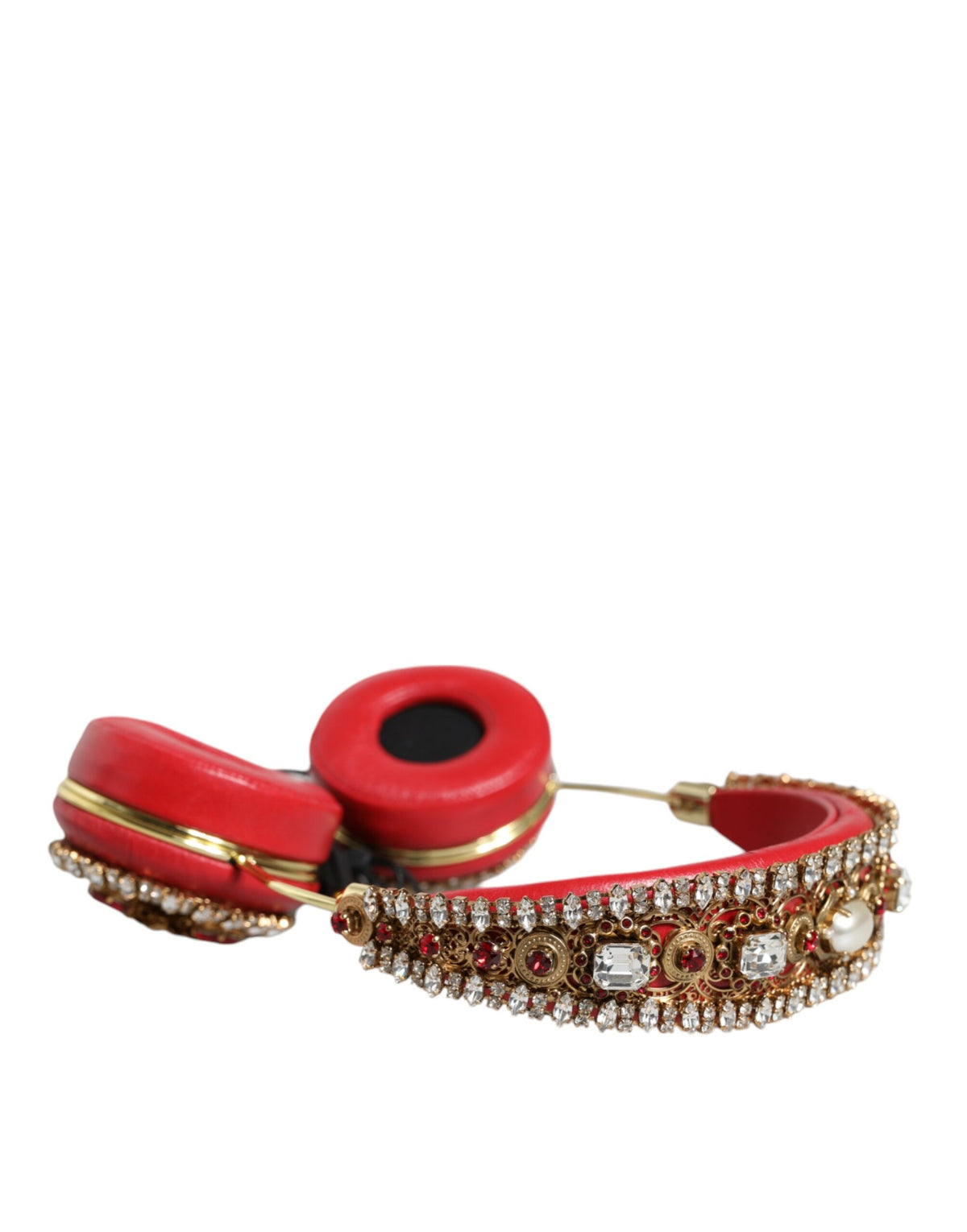 Dolce & Gabbana Nappa Leather & Crystal Headphones - Gold Red Floral