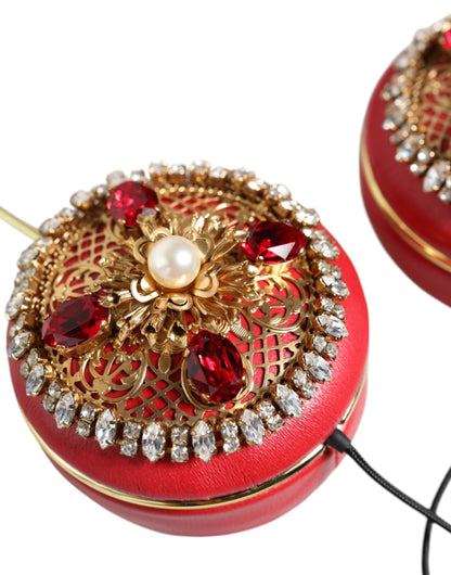 Dolce & Gabbana Nappa Leather & Crystal Headphones - Gold Red Floral
