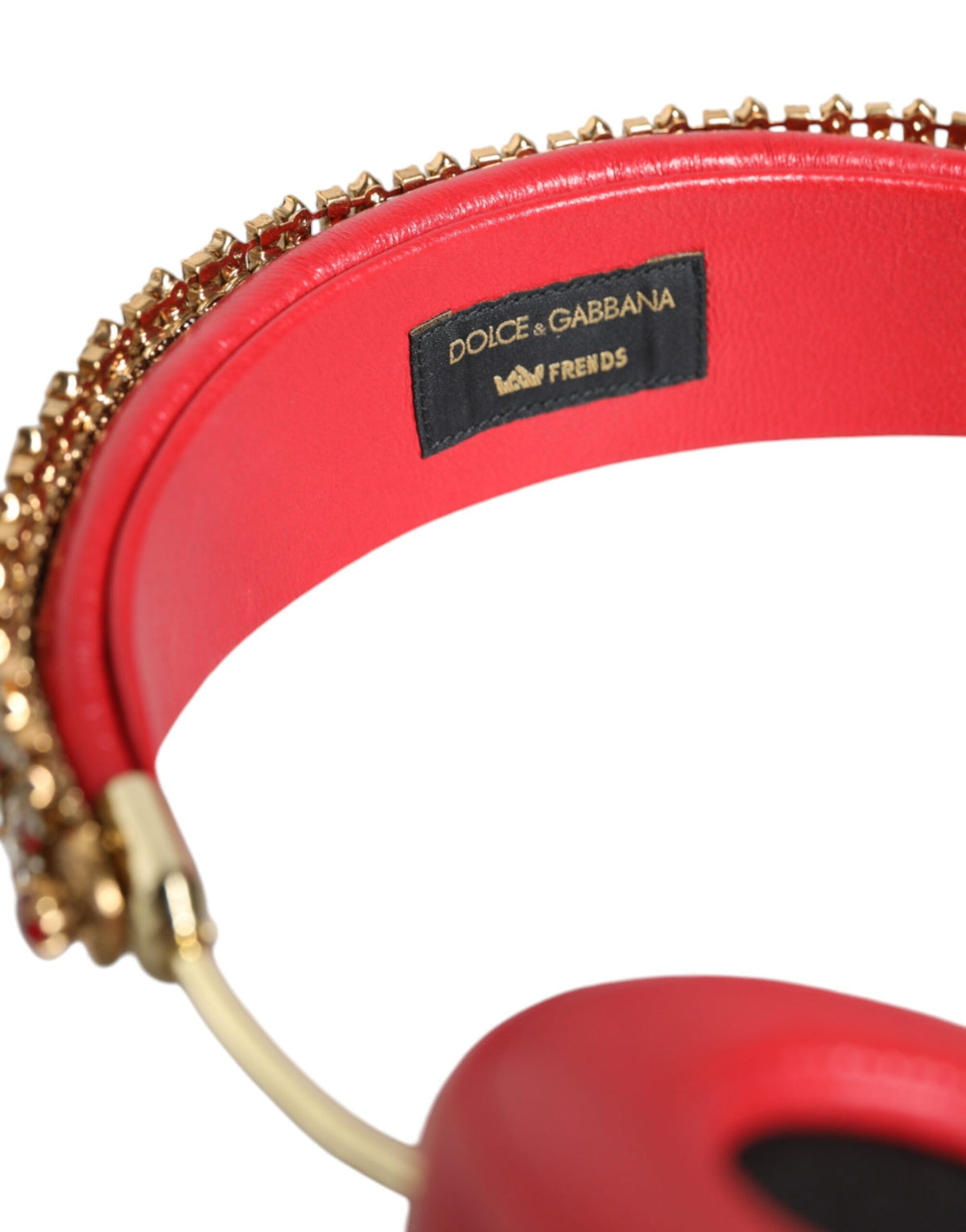 Dolce & Gabbana Nappa Leather & Crystal Headphones - Gold Red Floral