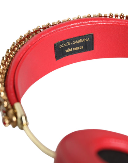 Dolce & Gabbana Nappa Leather & Crystal Headphones - Gold Red Floral