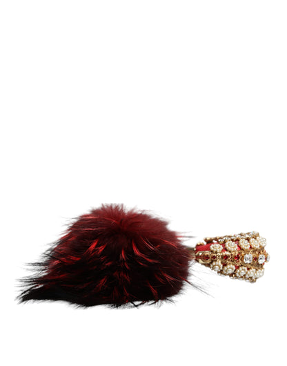 Dolce & Gabbana Brass Crystal & Fur Headphones - Gold Red