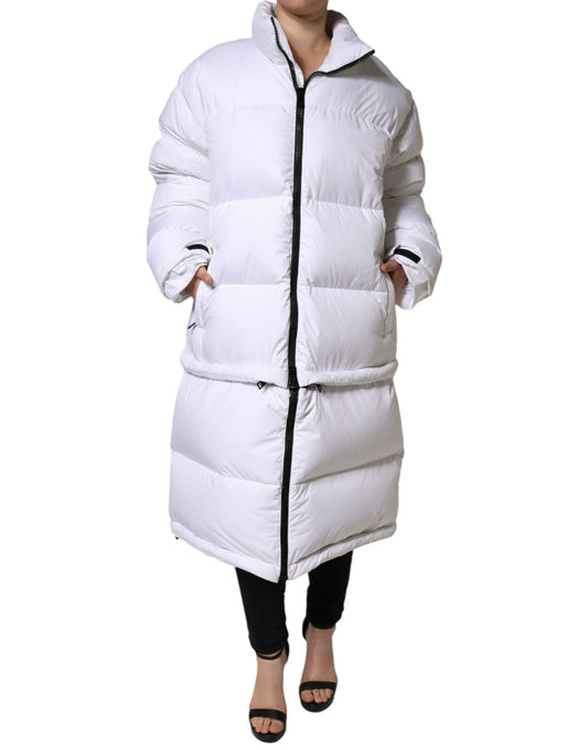Dolce & Gabbana Women's White Puffer Quilted Full Zip Coat Jacket