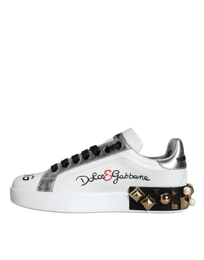 Dolce & Gabbana Women's Low Top Leather & Rubber Sneakers - White Floral