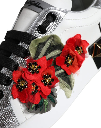 Dolce & Gabbana Women's Low Top Leather & Rubber Sneakers - White Floral