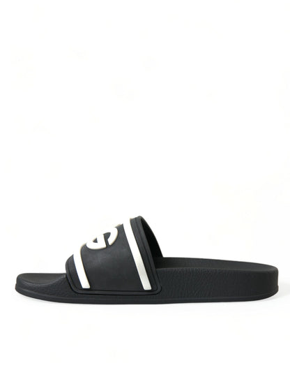 Black Rubber Beachwear Slippers Sandals Shoes