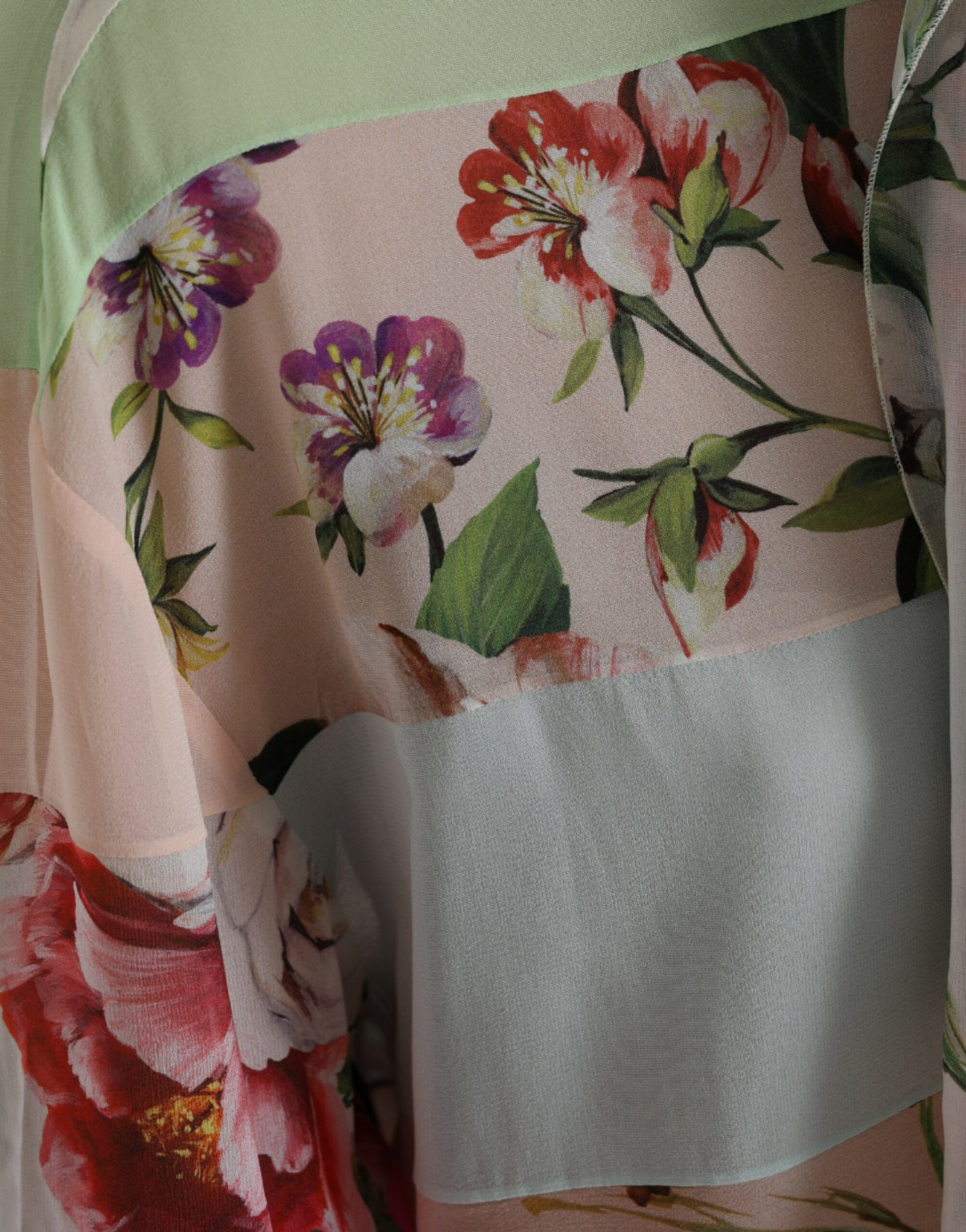 Elegant Multicolor Silk Blend Long Sleeve Top