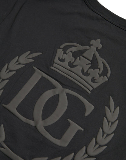 Black Logo Embossed Crew Neck Short Sleeves T-shirt
