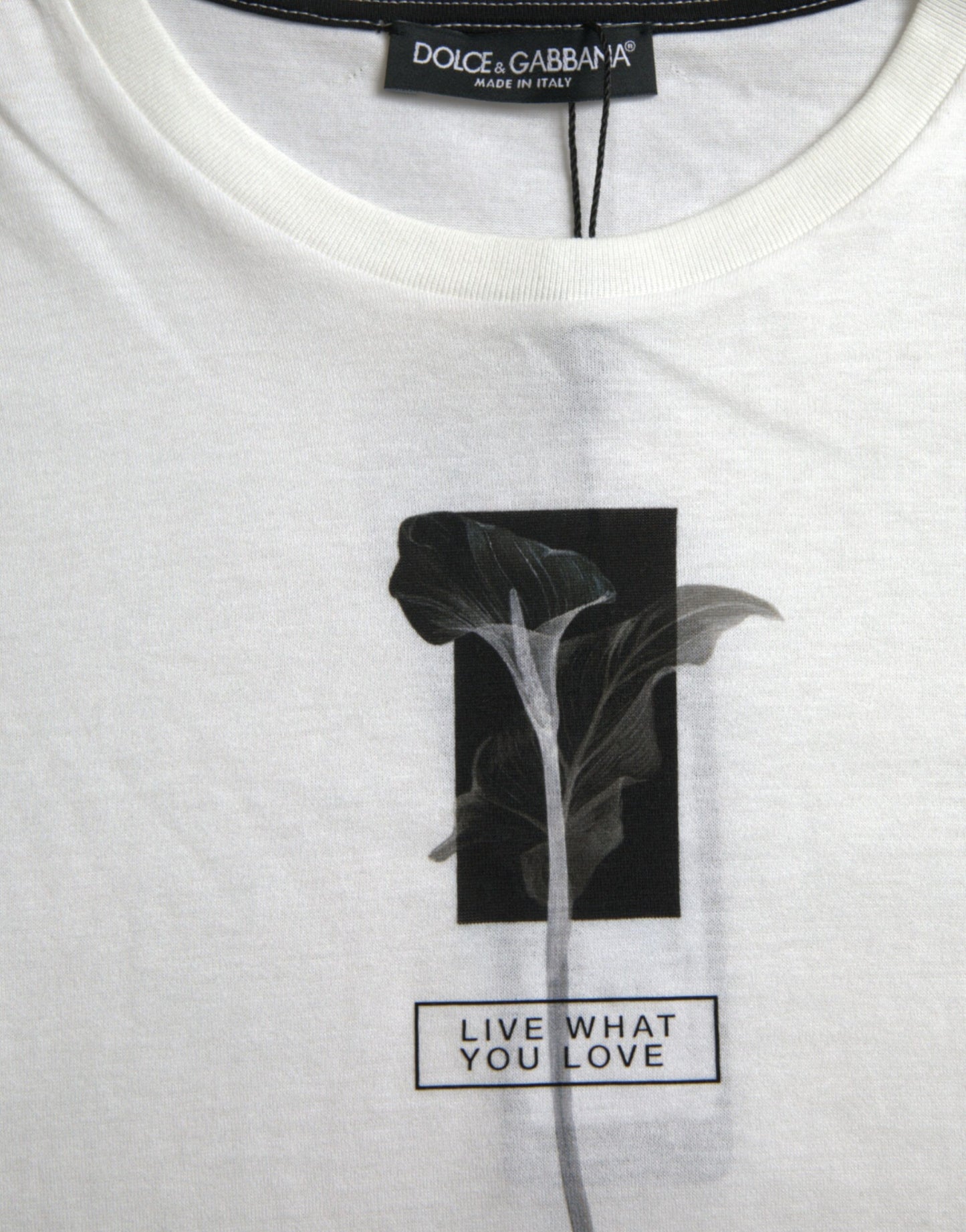 White Floral Print Cotton Crew Neck T-shirt