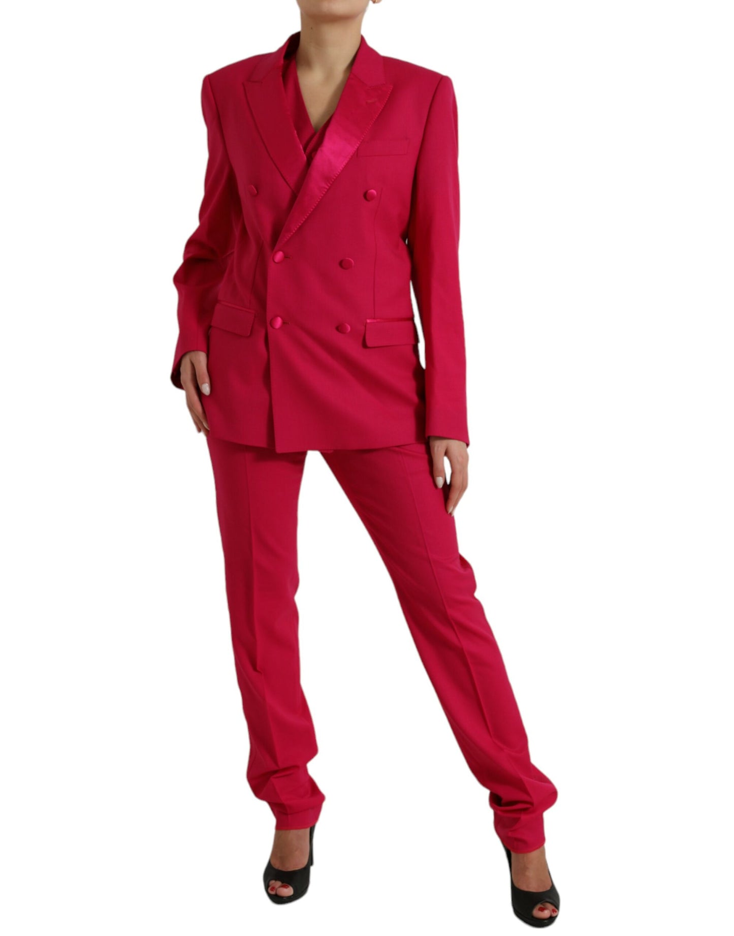 Red MARTINI Wool Slim Fit 3 Piece Suit