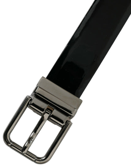 Black Leather Silver Metal Buckle Belt