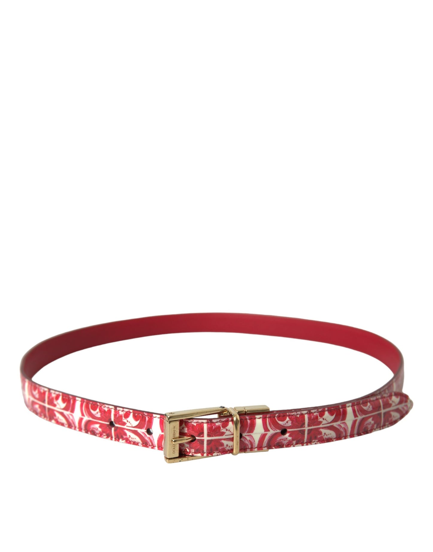 Elegant Red Calfskin Waist Belt