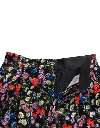Black Floral High Waist Hot Pants Shorts