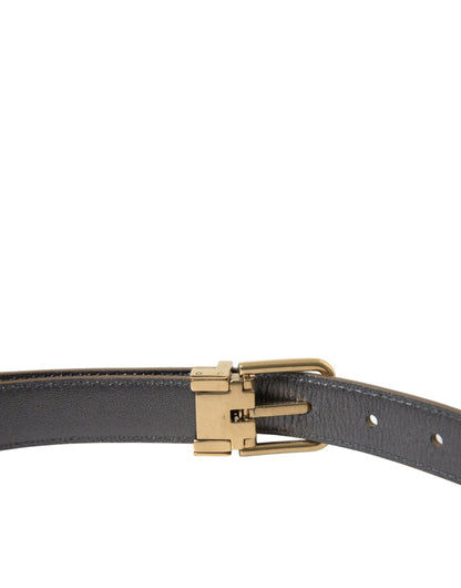 Metallic Gold Calf Leather Metal Buckle Belt