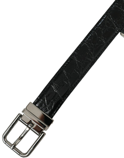 Black Leather Silver Metal Buckle Belt