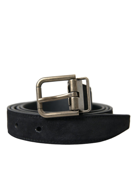 Black Goat Leather Antique Metal Buckle Belt