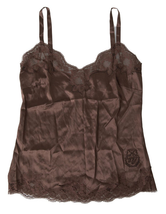 Brown Logo Silk Sleepwear Camisole Top Underwear