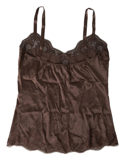 Brown Logo Silk Sleepwear Camisole Top Underwear