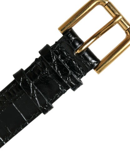 Elegant Gold Black Leather Bracelet