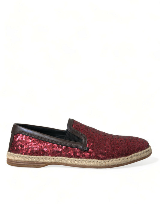 Red Sequined Loafers Slippers Men Shoes