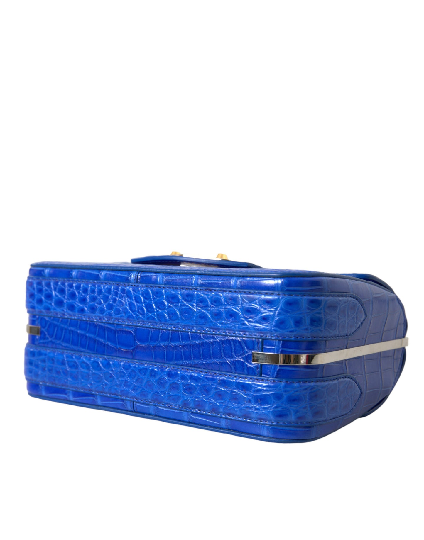 Alligator Skin Mini Shoulder Bag - Elegant Blue