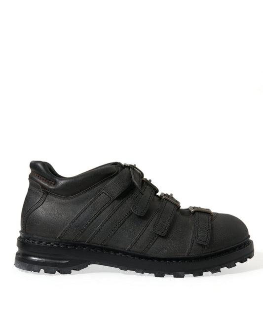 Black Leather Strap Men Ankle Boots Shoes