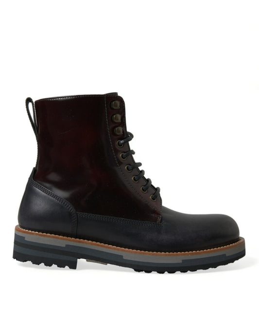 Black Leather Military Combat Boots Shoes