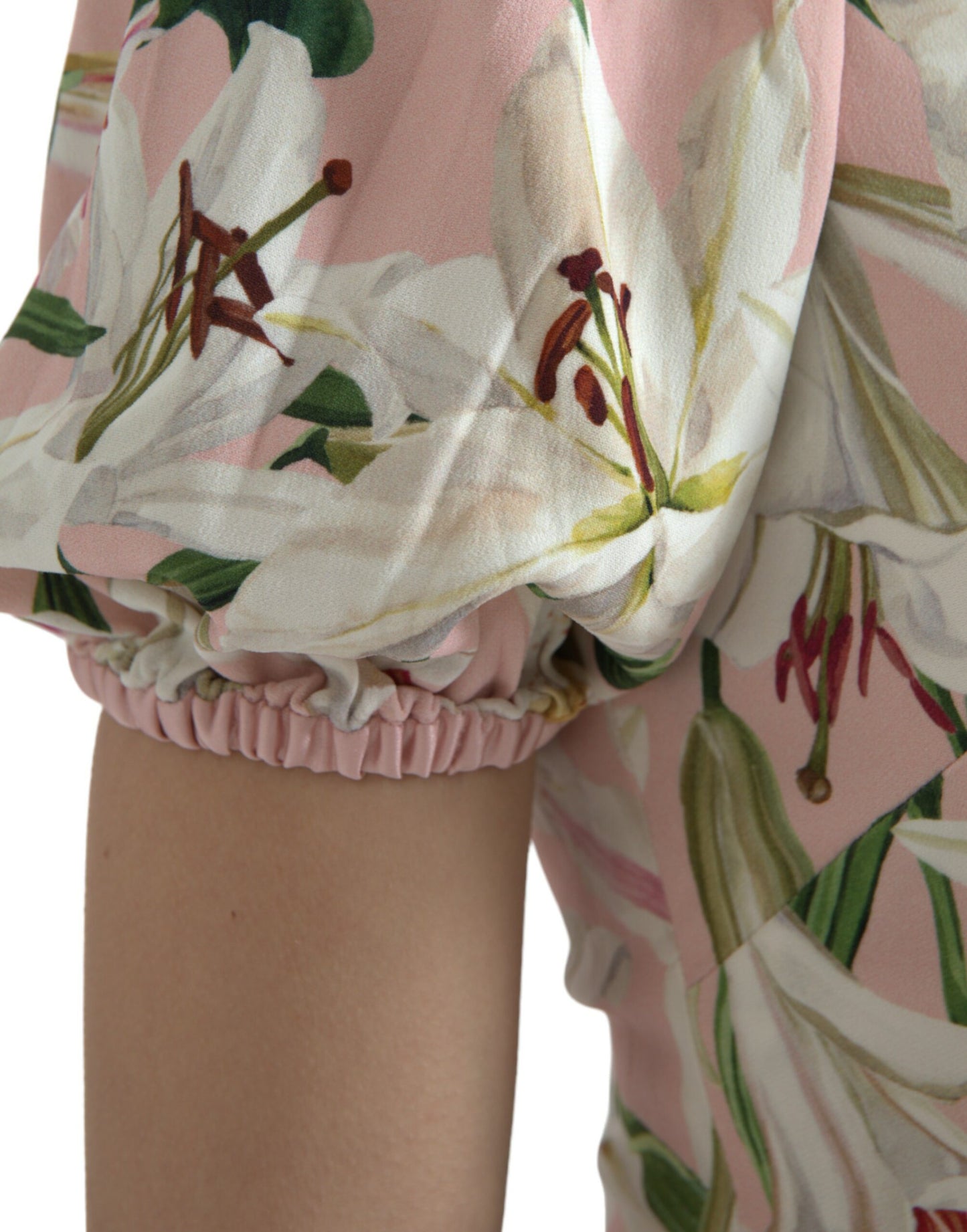 Elegant Pink Lily Print Sheath Dress