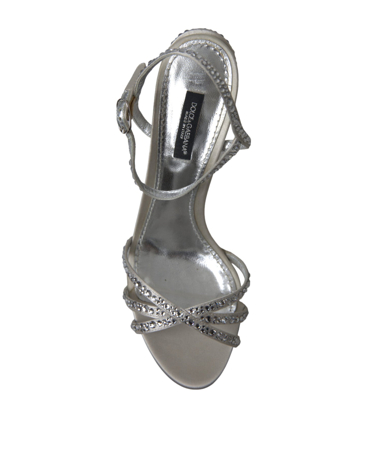 Silver Crystal Ankle Strap Sandals Shoes