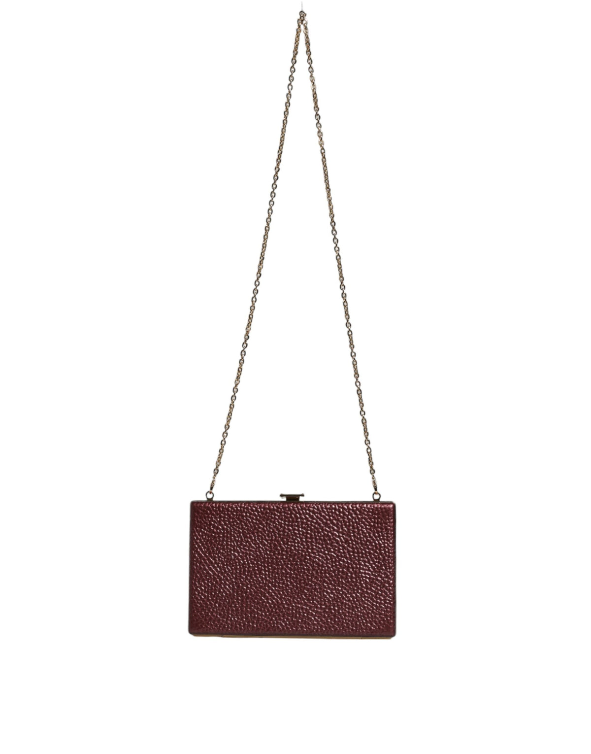 Dolce & Gabbana Leather Brass Compact Evening Crossbody Box Clutch Convertible Handbag - Black Gold Maroon