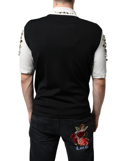 Dolce & Gabbana Men's Silk & Crystal Sweater - Black White