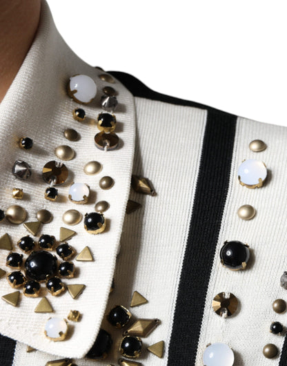 Dolce & Gabbana Men's Silk & Crystal Sweater - Black White