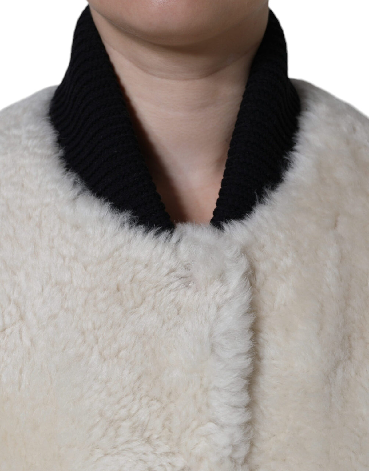 Burberry Women's White WARRENFORD Shearling Leather Vest Coat Jacket